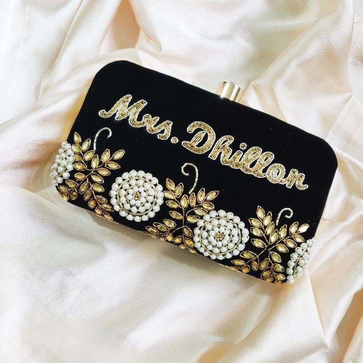 MaFs Embroidered Name Box Clutch for Women/Girls