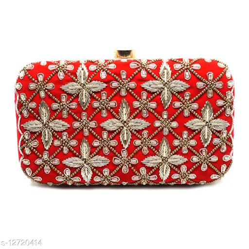MaFs Beautiful Bridal Red Velvet Clutche