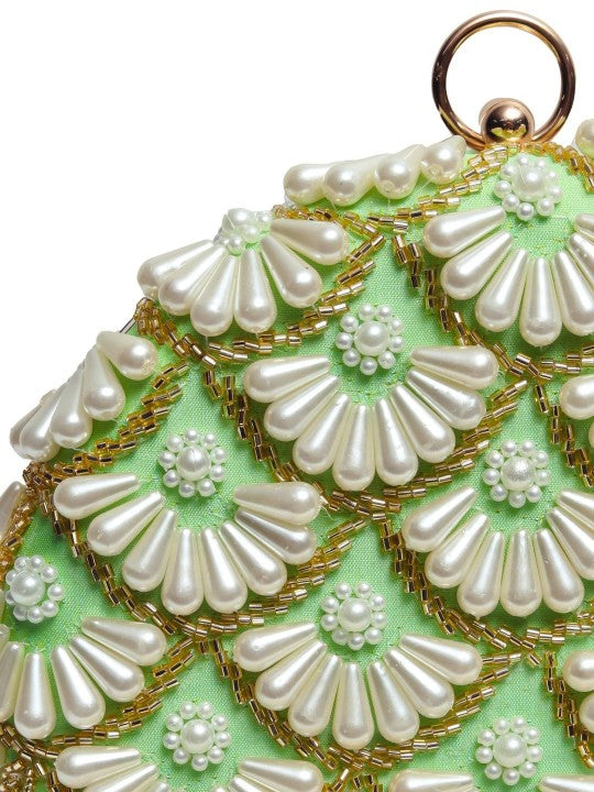 MaFs Embroidery Round Shape Women Clutches