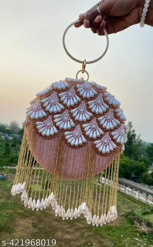 MaFs Embroidery Round Shape Women Clutches