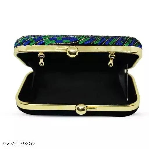 MaFs Embroidery Box Clutch for Women, Girls