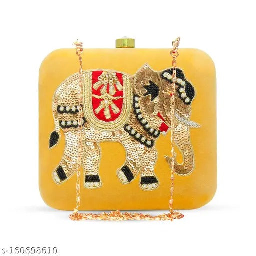 MaFs Embroidery Clutch bag for Women, Girls (Elephant)