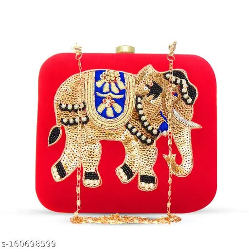 MaFs Embroidery Clutch bag for Women, Girls (Elephant)