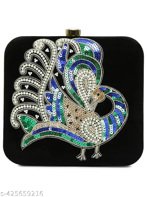MaFs Embroidered Peacock Clutche For Girls