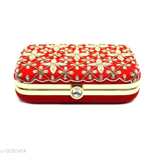 MaFs Beautiful Bridal Red Velvet Clutche