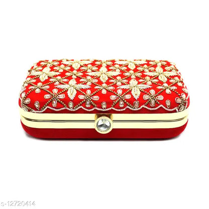 MaFs Beautiful Bridal Red Velvet Clutche
