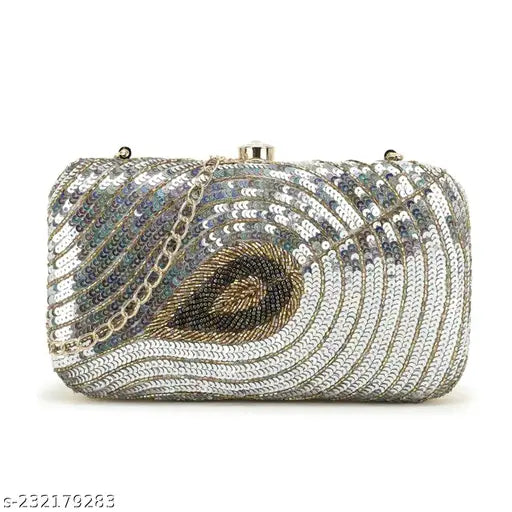 MaFs Embroidery Box Clutch for Women, Girls