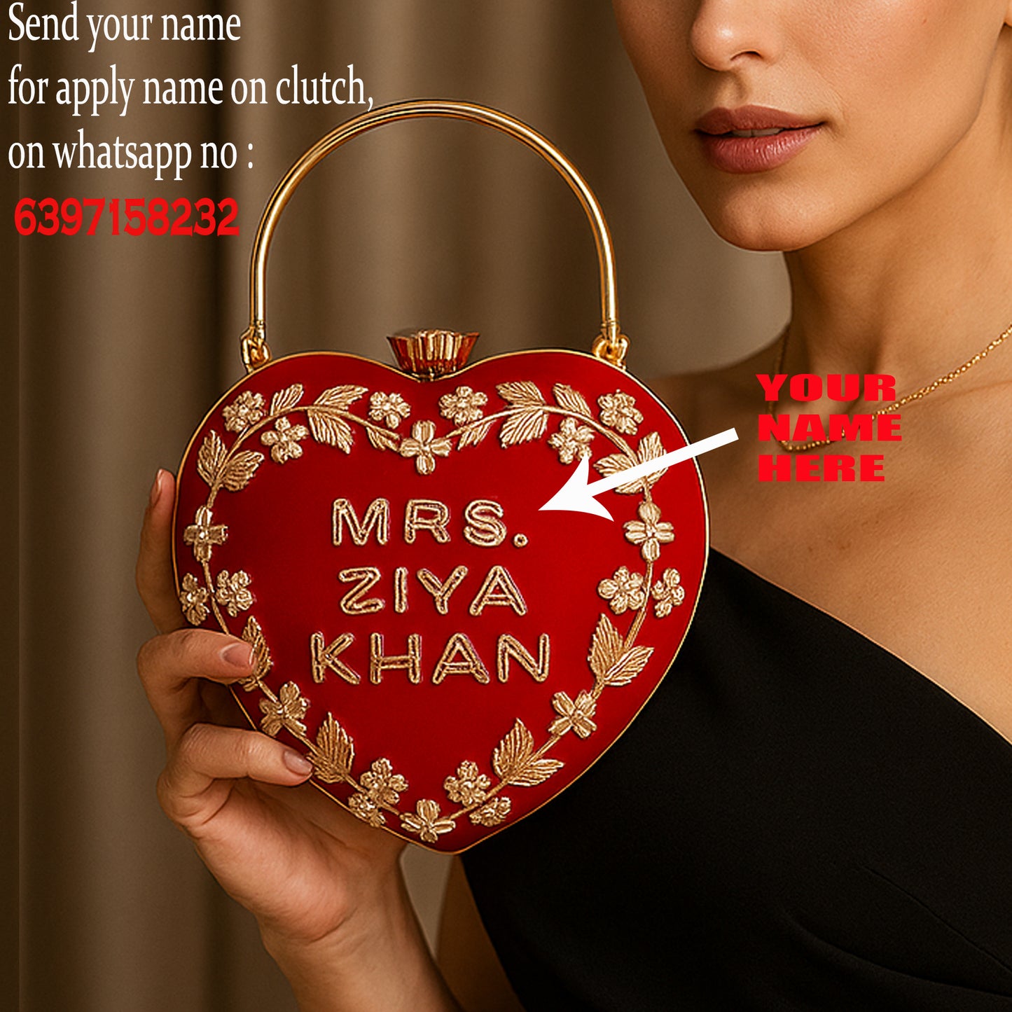 Beutifully & stylish Heart Shape Name Clutch.