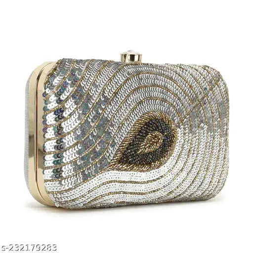 MaFs Embroidery Box Clutch for Women, Girls