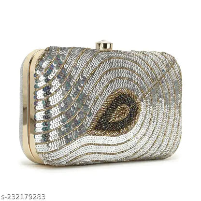 MaFs Embroidery Box Clutch for Women, Girls