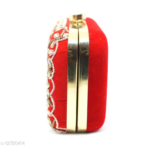 MaFs Beautiful Bridal Red Velvet Clutche