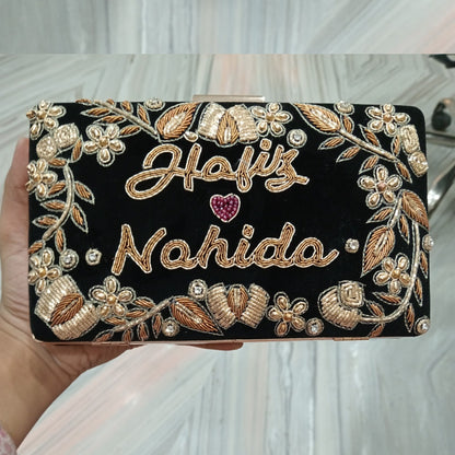 MaFs Embroidery Customized Name Clutch For Women & Girl's
