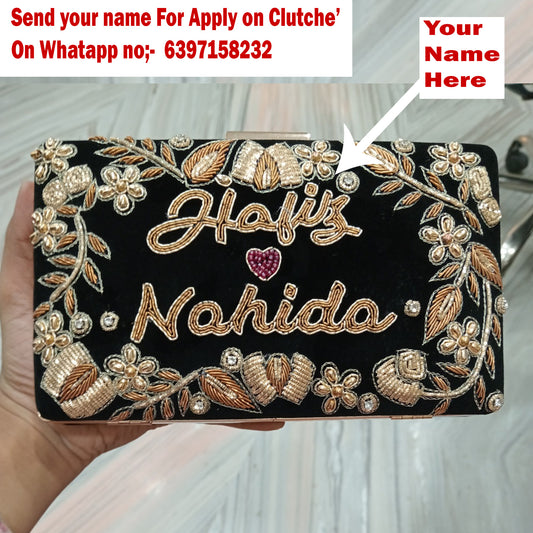 MaFs Embroidery Customized Name Clutch For Women & Girl's