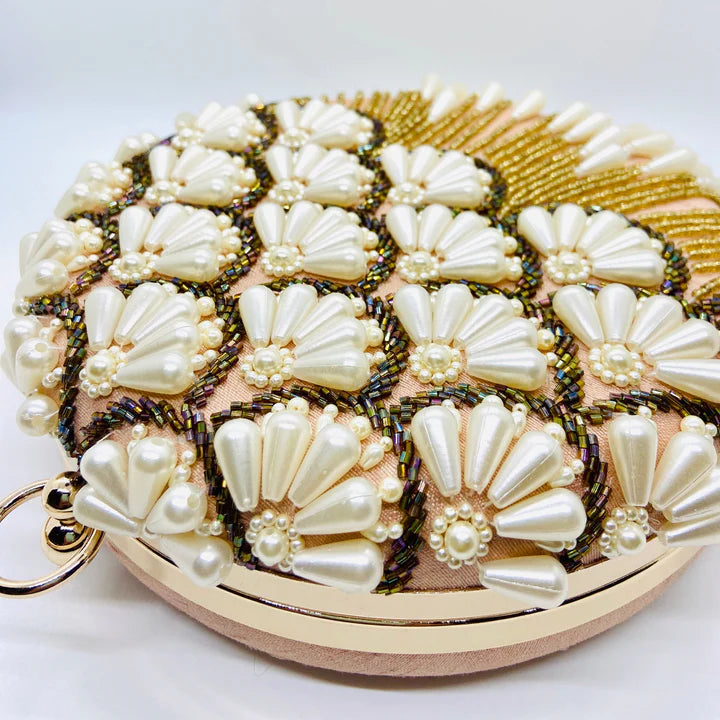 MaFs Embroidery Round Shape Women Clutches