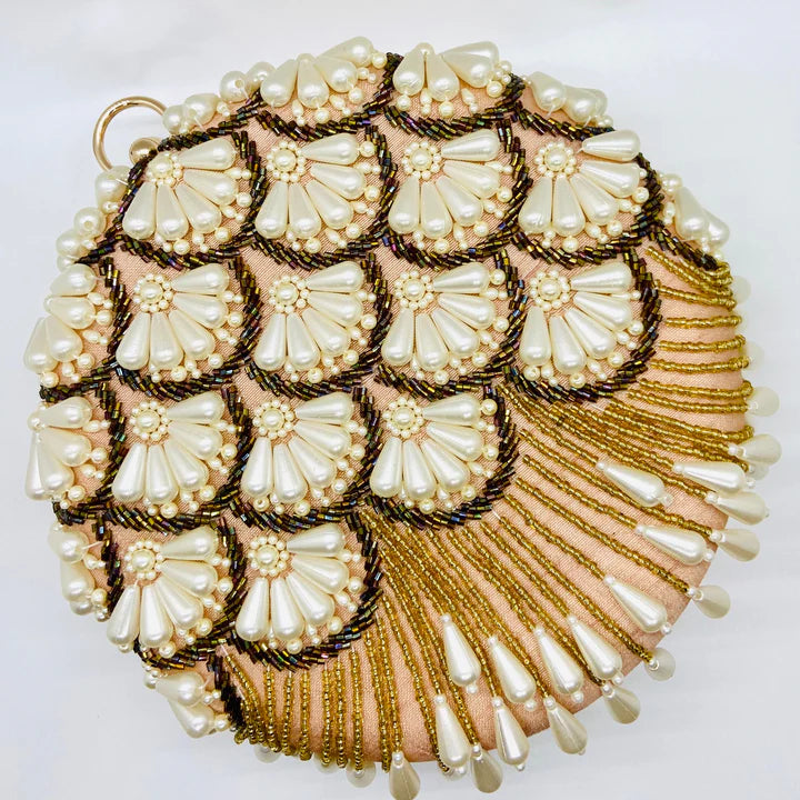 MaFs Embroidery Round Shape Women Clutches