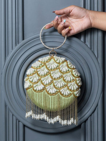 MaFs Embroidery Round Shape Women Clutches