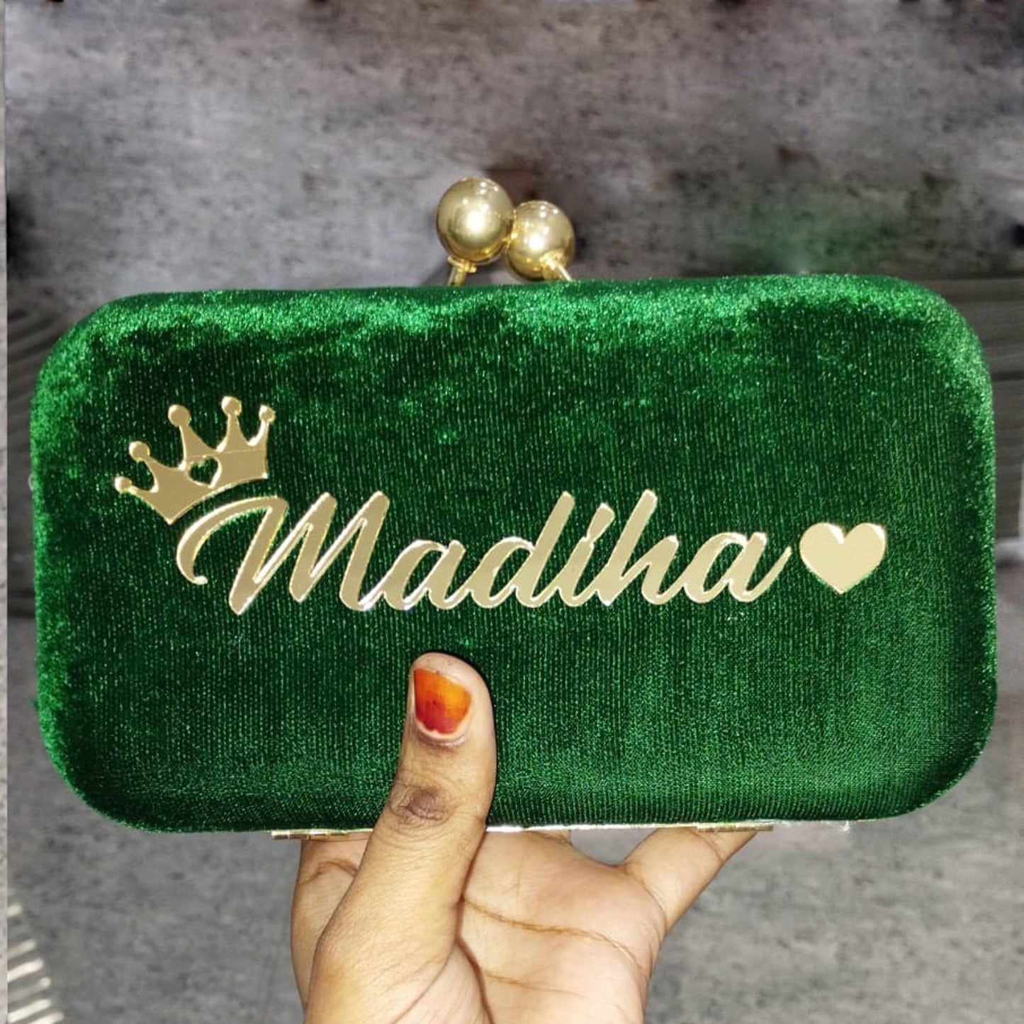 MaFs Portrait Caricature Personalised customized GREEN Clutch Bag