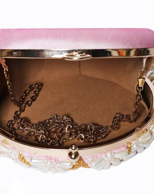 MaFs Embroidery Round Shape Women Clutches