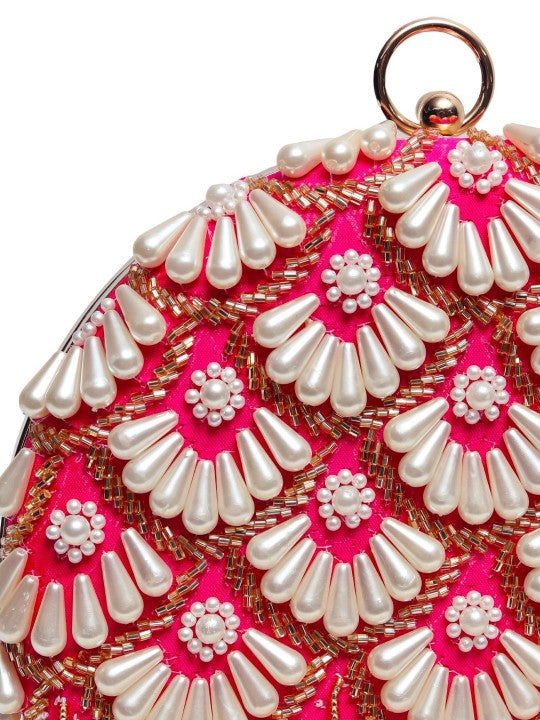 MaFs Embroidery Round Shape Women Clutches