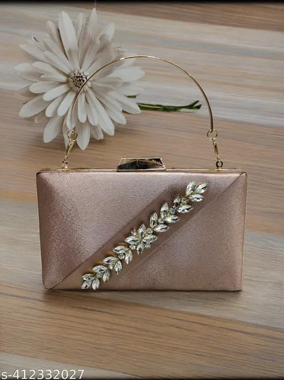 MaFs Beads & Stone Boarder party clutch Hand purse