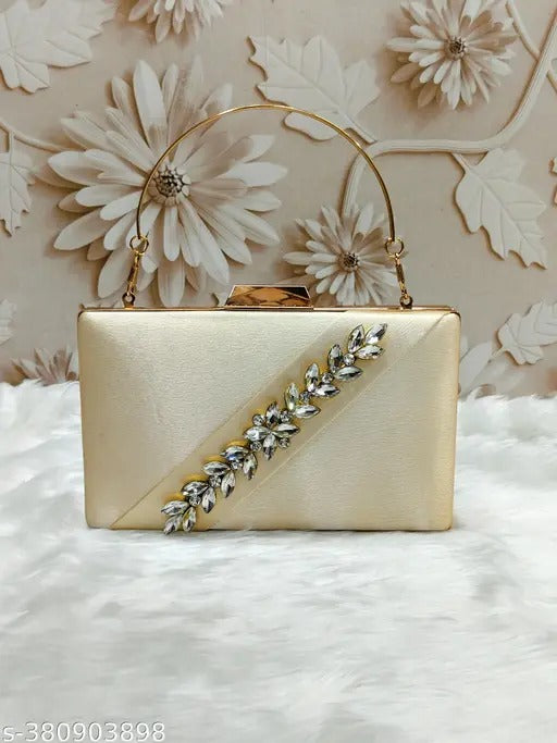 MaFs Beads & Stone Boarder party clutch Hand purse