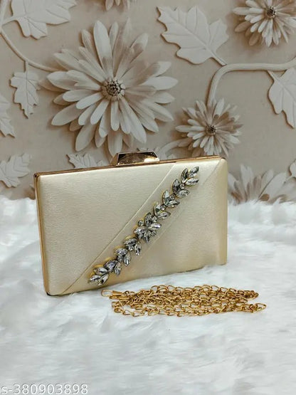 MaFs Beads & Stone Boarder party clutch Hand purse