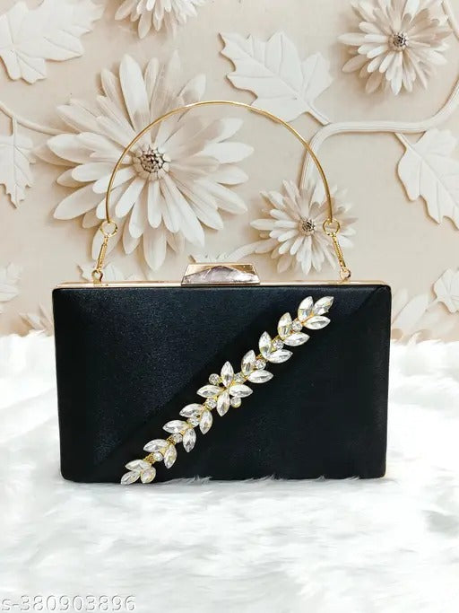 MaFs Beads & Stone Boarder party clutch Hand purse