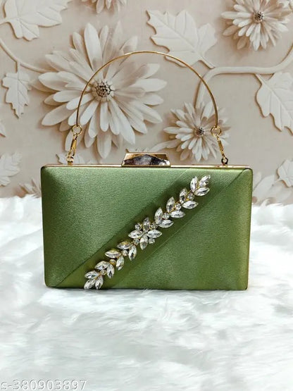 MaFs Beads & Stone Boarder party clutch Hand purse