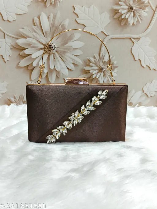 MaFs Beads & Stone Boarder party clutch Hand purse