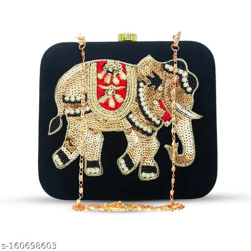 MaFs Embroidery Clutch bag for Women, Girls (Elephant)