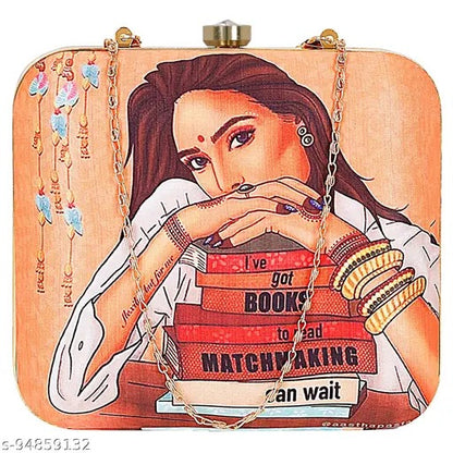 MaFs Printed Box Clutch for Women, Girls