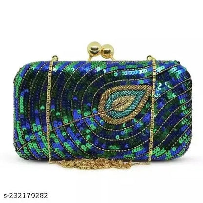 MaFs Embroidery Box Clutch for Women, Girls