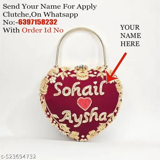 Mafs Customize Heart Shape Embroidery Clutch
