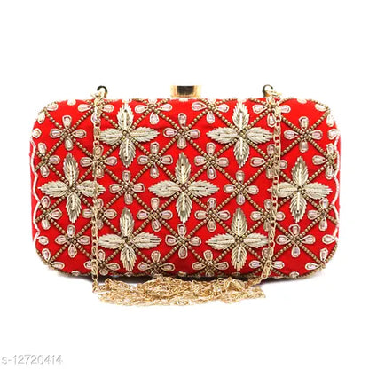 MaFs Beautiful Bridal Red Velvet Clutche