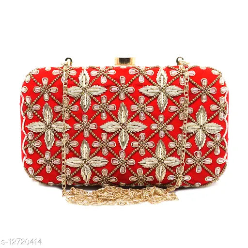 MaFs Beautiful Bridal Red Velvet Clutche