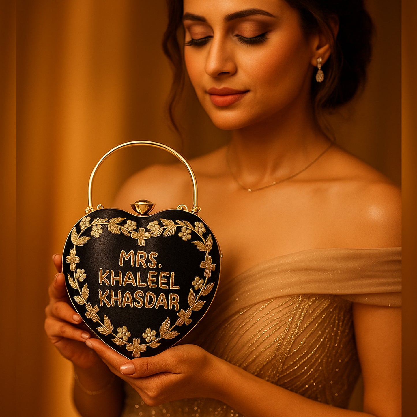 Beutifully & stylish Heart Shape Name Clutch.