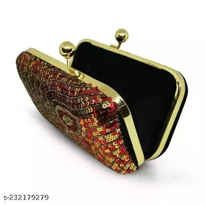 MaFs Embroidery Box Clutch for Women, Girls
