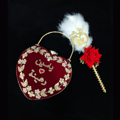 MaFs Cust Emb Heart Clutch With Cust Pen