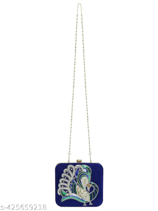 MaFs Embroidered Peacock Clutche For Girls