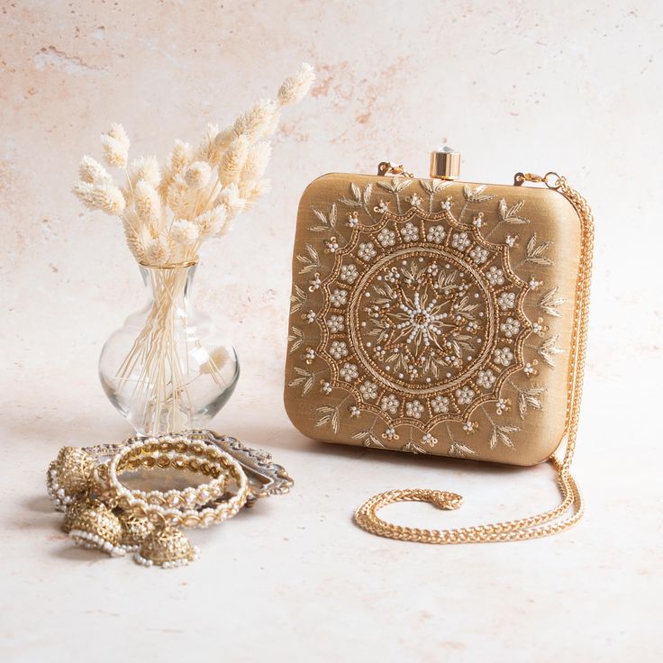 MaFs Emb Thali Square Clutch for Women