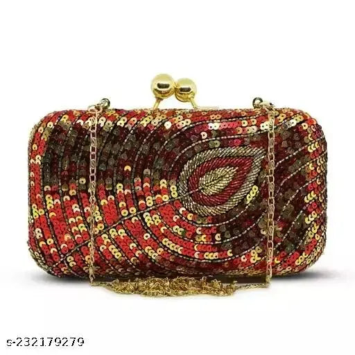 MaFs Embroidery Box Clutch for Women, Girls