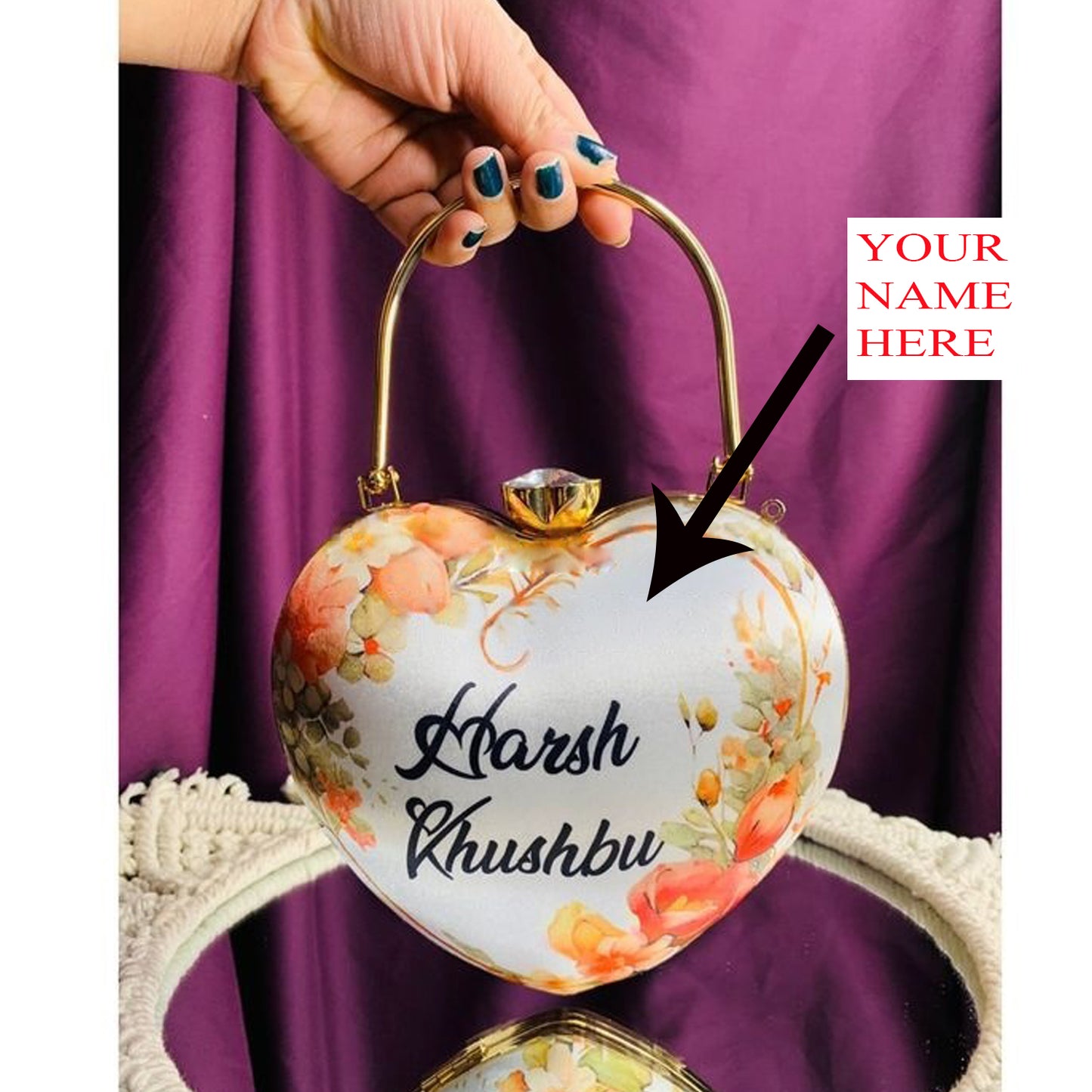 MaFs Portrait Caricature Personalised customized Clutch Bag (HEART SHAPE