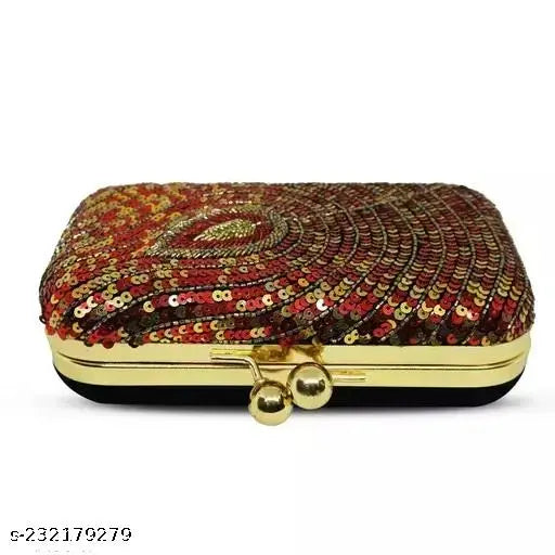 MaFs Embroidery Box Clutch for Women, Girls