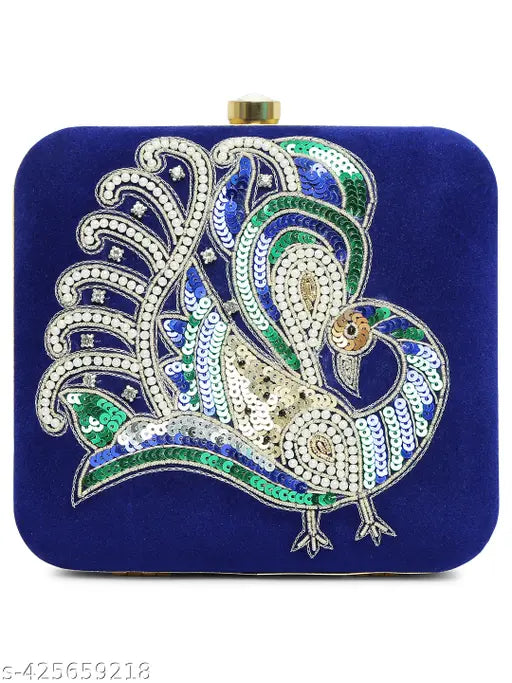 MaFs Embroidered Peacock Clutche For Girls